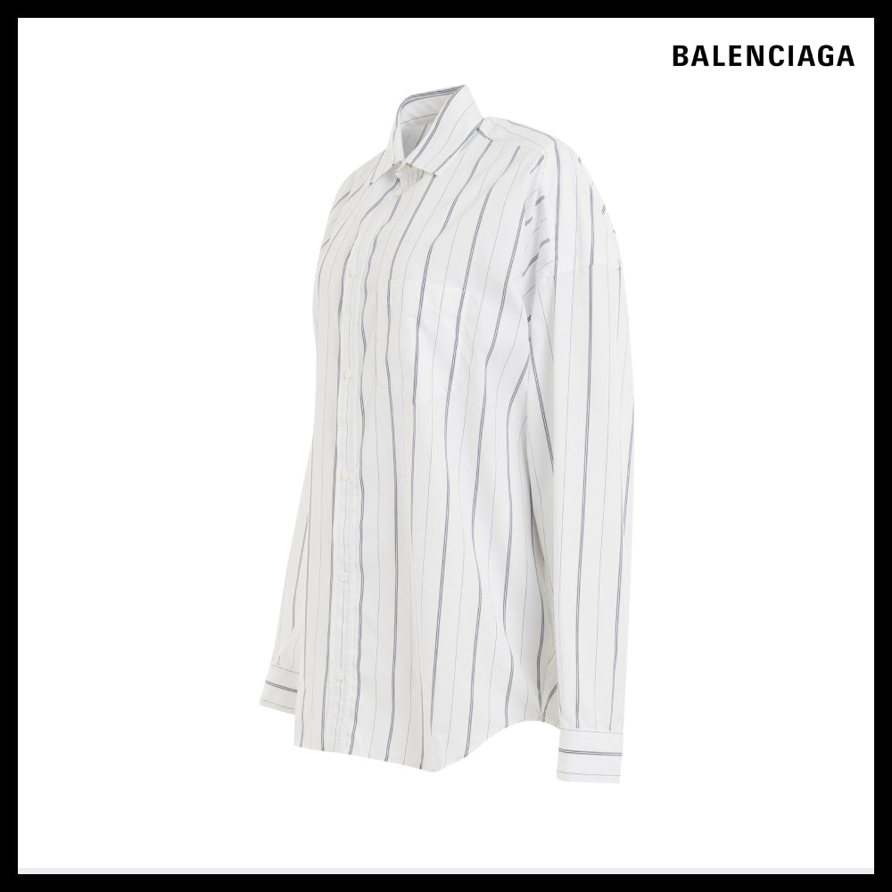 【BALENCIAGA】Cocoon Shirt White Navy