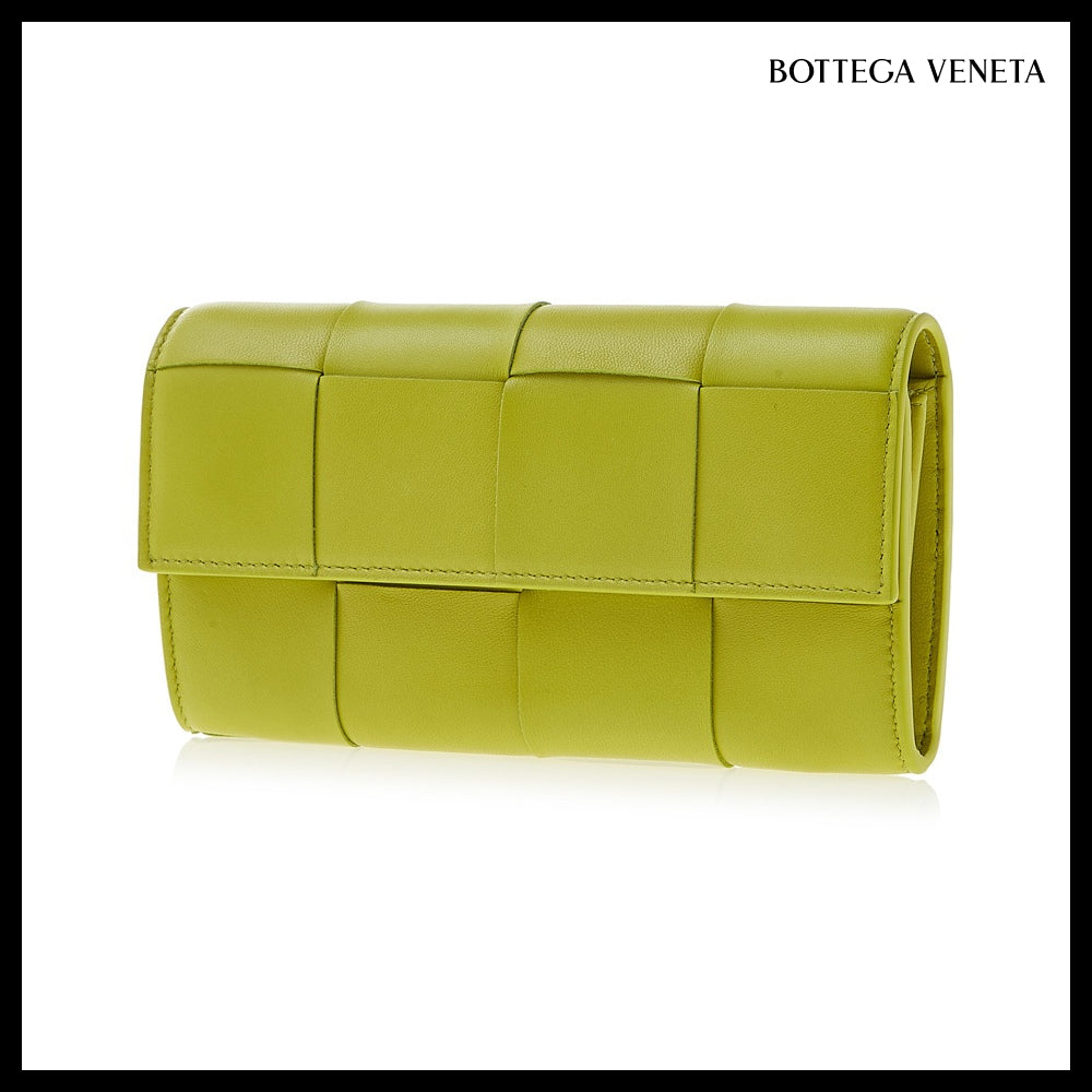 【BOTTEGA VENETA】Intreccio Nappa Calf Flap Wallet KIWI
