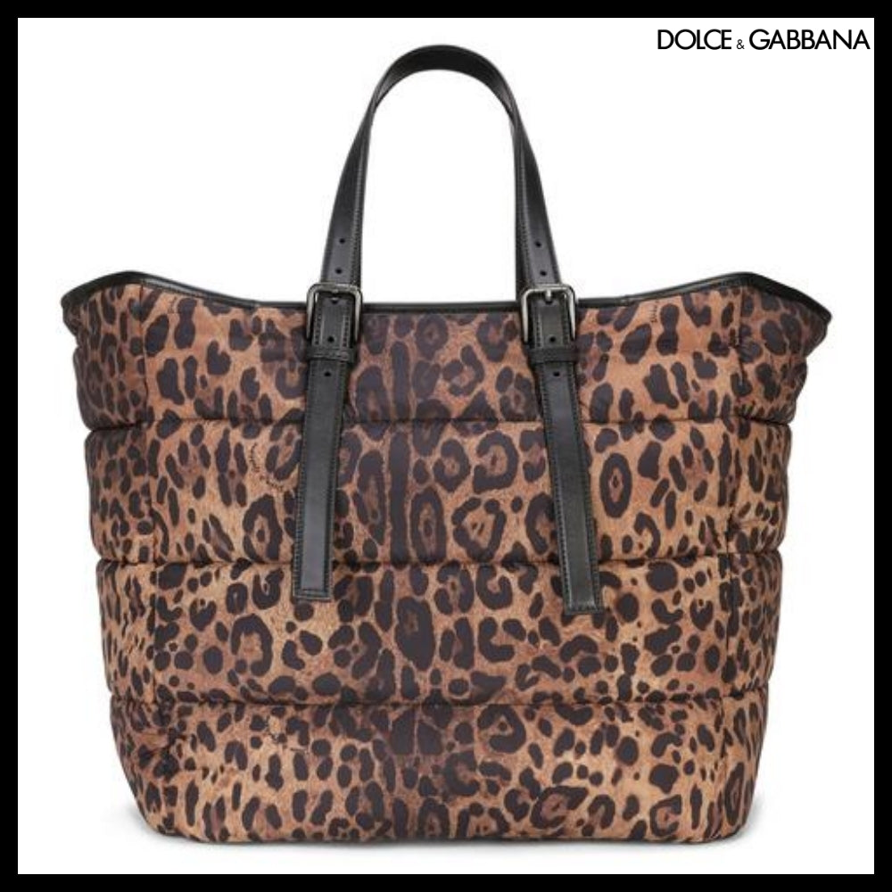 【Dolce&Gabbana】LEOPARD PRINT SICILY SHOPPER QUILTED NYLON