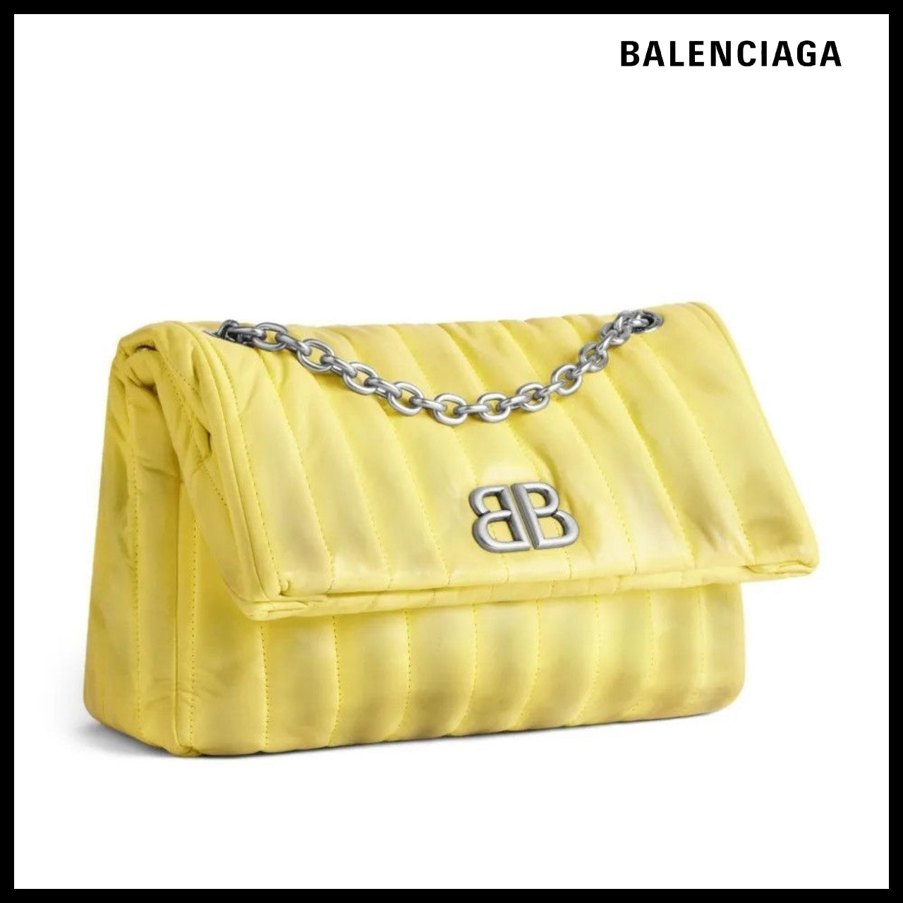 【BALENCIAGA】Monaco Small Chain Bag Sprayed Quilted Yellow
