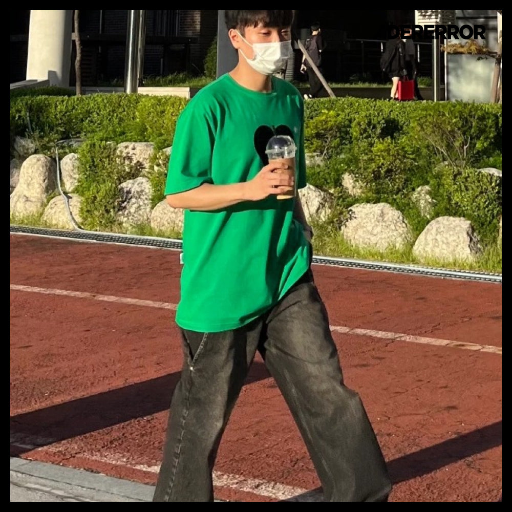 【ADERERROR】Twin Heart Logo T-Shirt Green