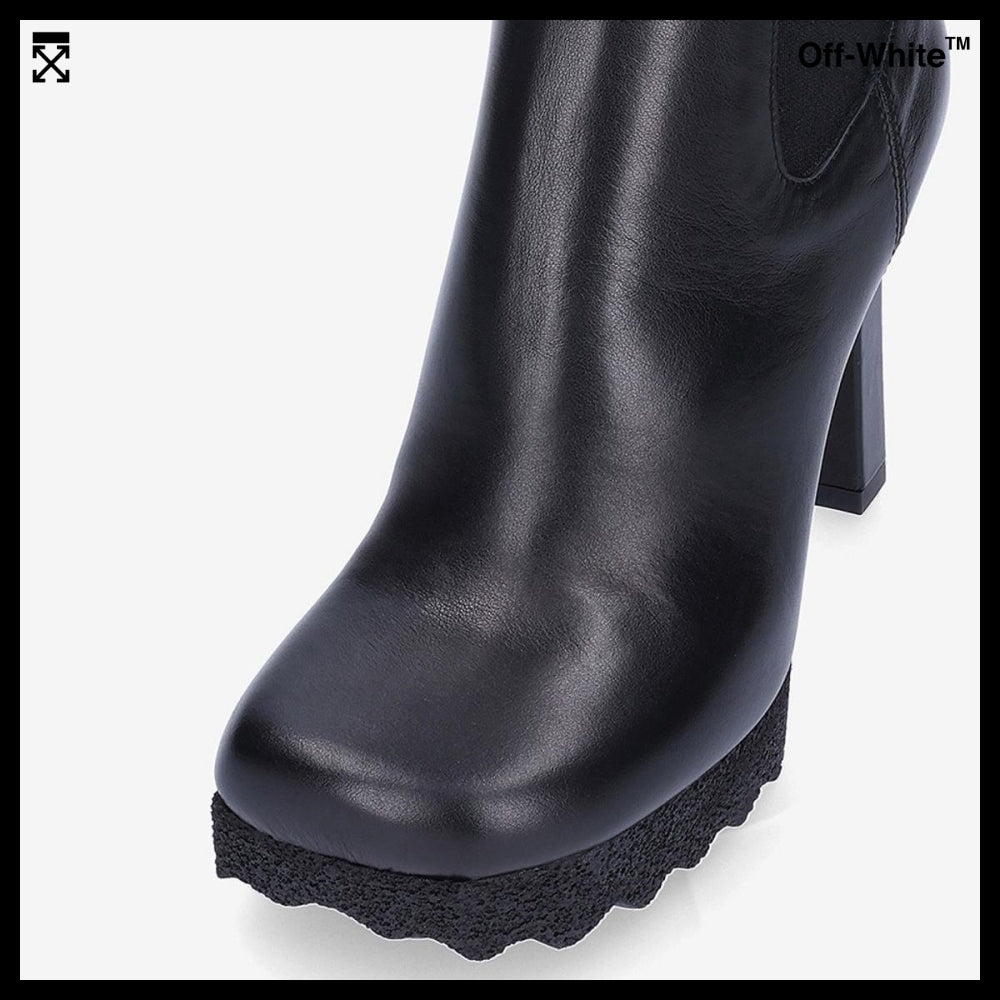 【Off-White】Sponge Platform Chelsea Heels - Black