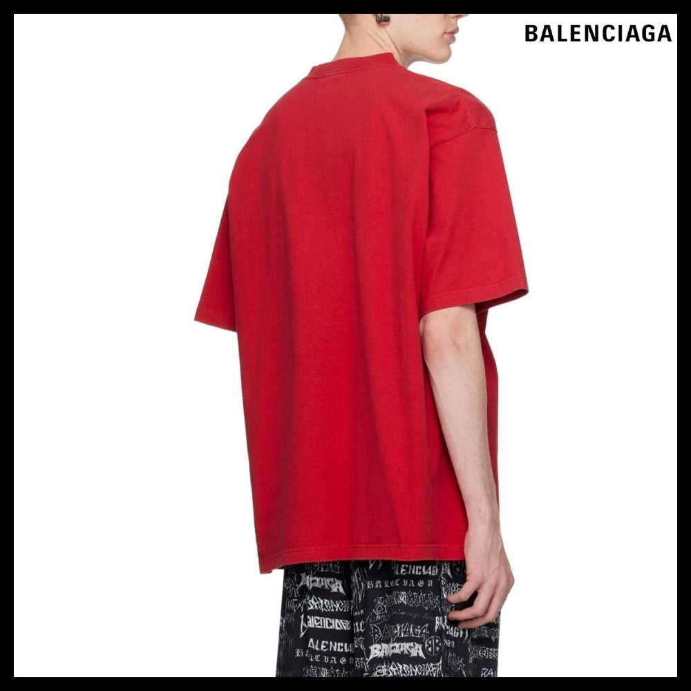 【BALENCIAGA】DIY Metal Red T-Shirt Large Fit
