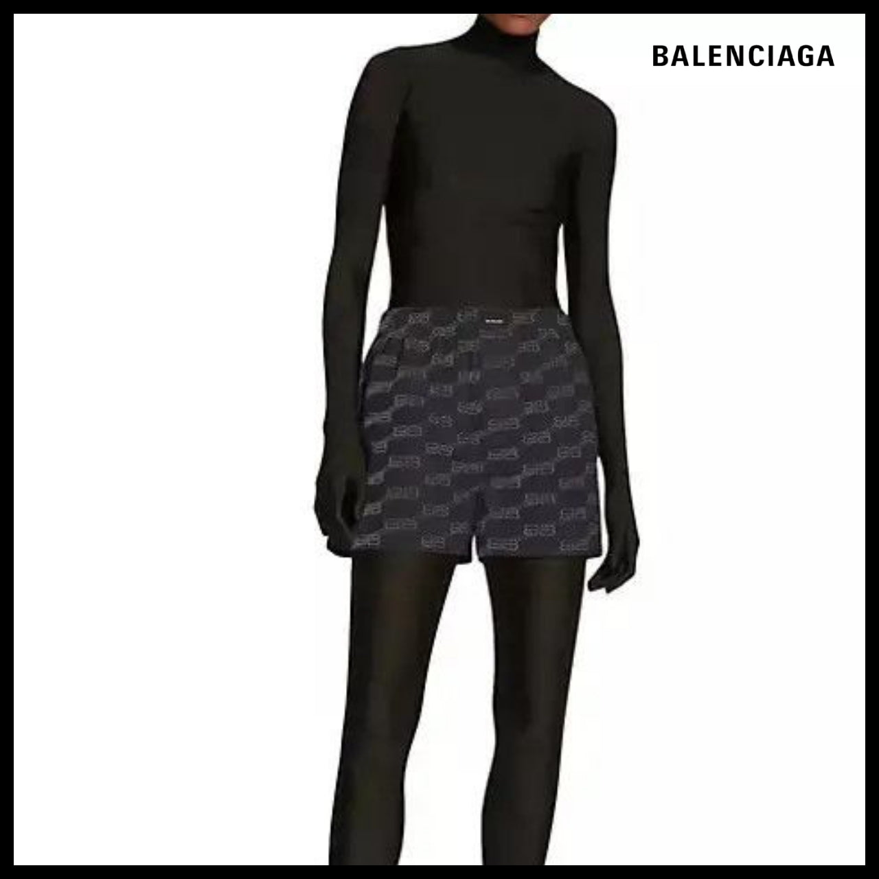 【BALENCIAGA】BB Monogram Pyjama Shorts in Black