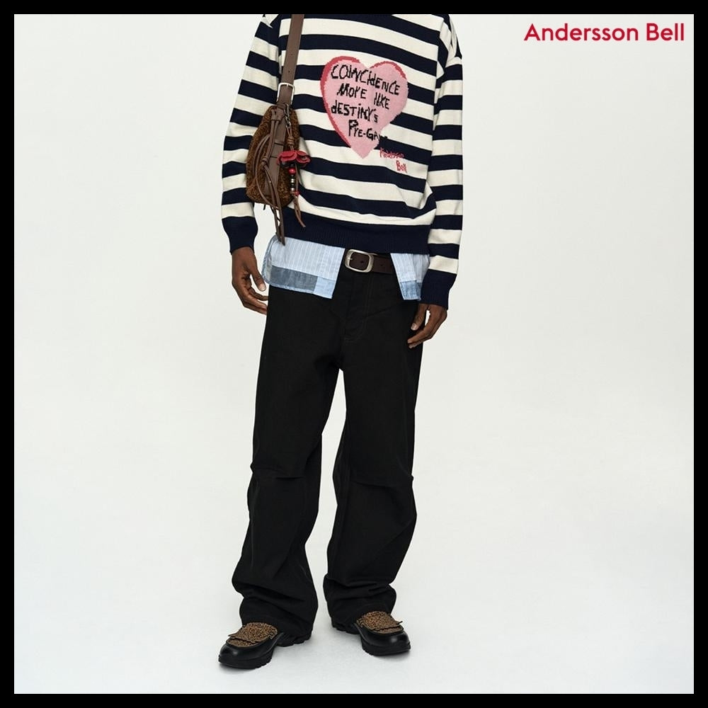 【ANDERSSON BELL】Double Waistband Wide-Leg Trousers Black