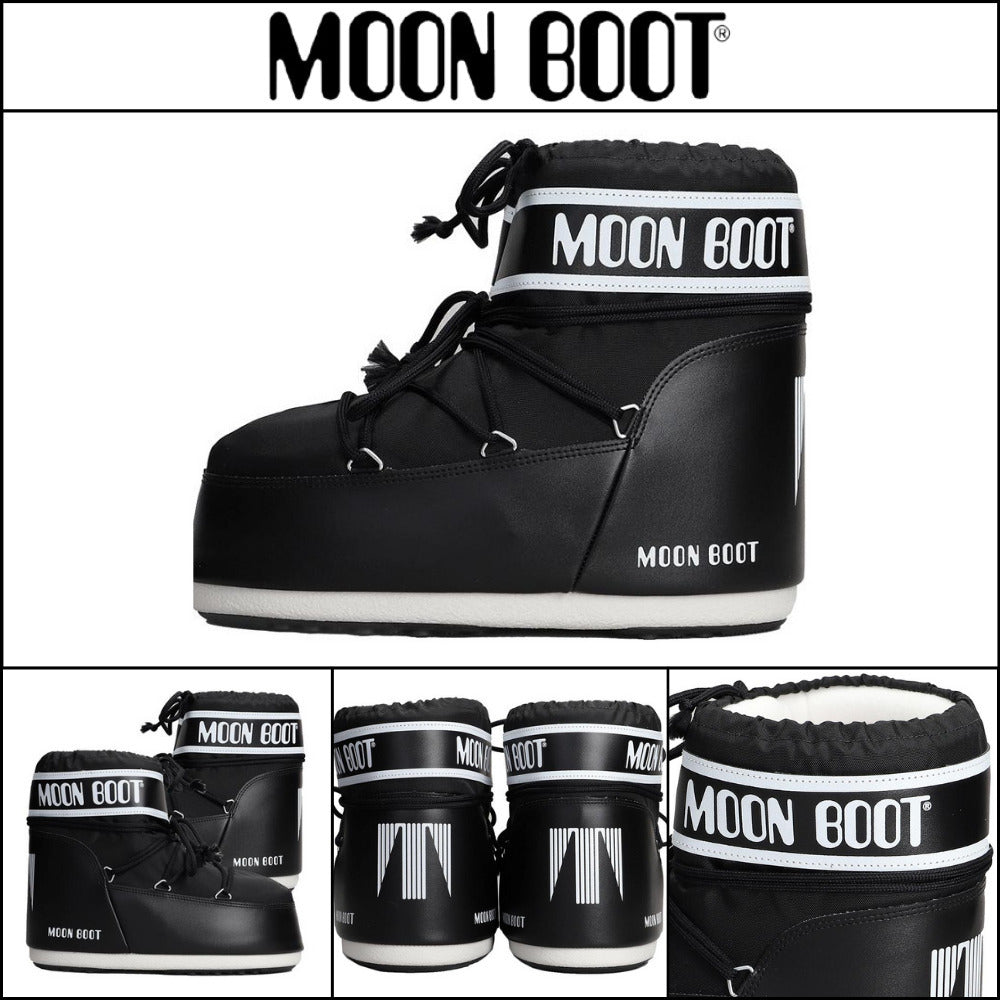 ◆MOON BOOT◆ Black Icon Low Boots ICON