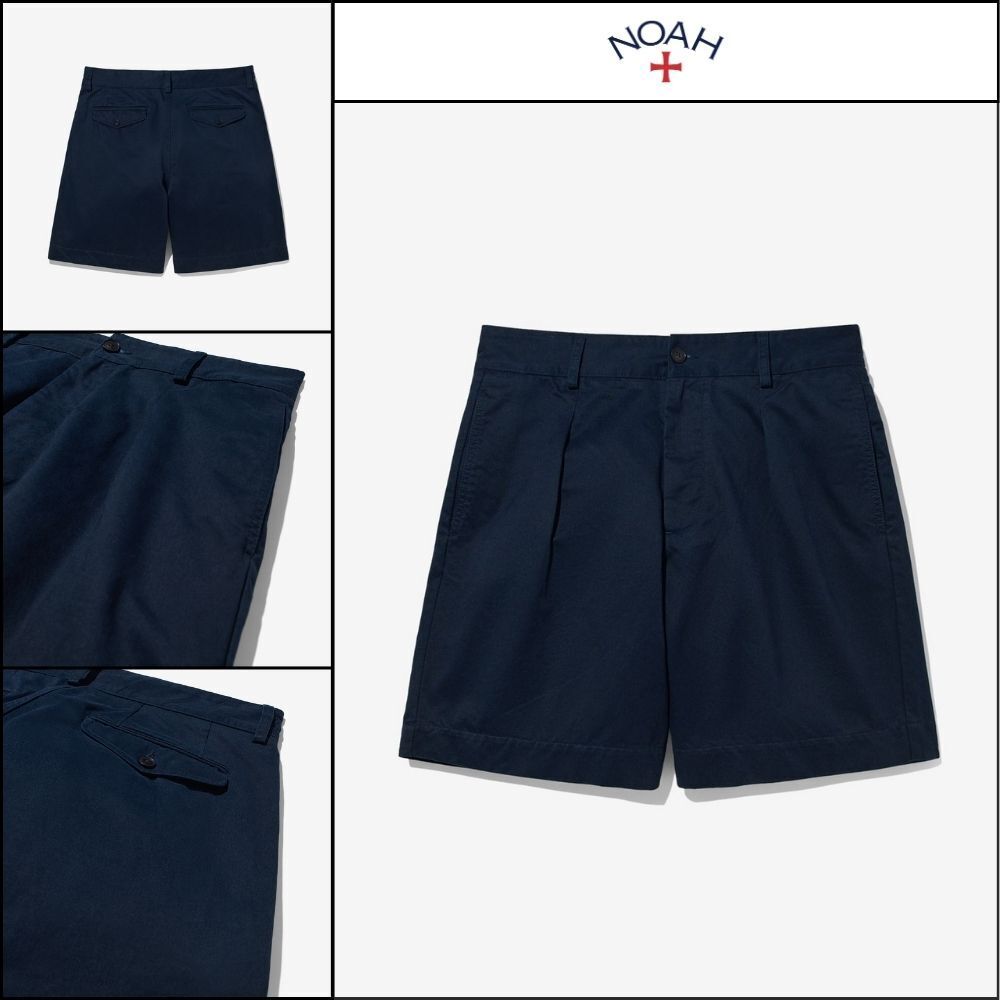 【Noah】Single pleat baggy shorts navy