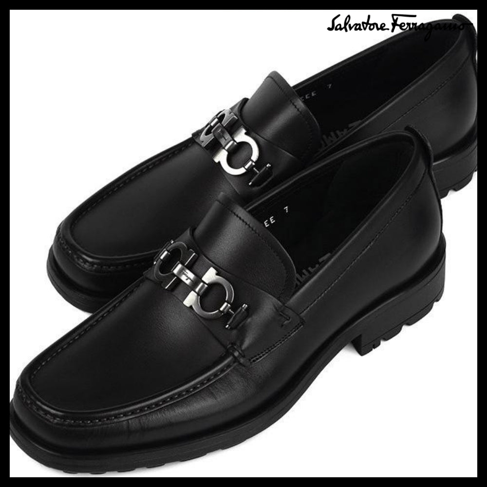 ◆FERRAGAMO◆DAVID DOUBLE GANCINI LOAFERS BLACK