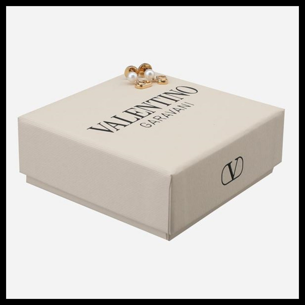 【Valentino】V Logo Signature Metal Pearl Earrings