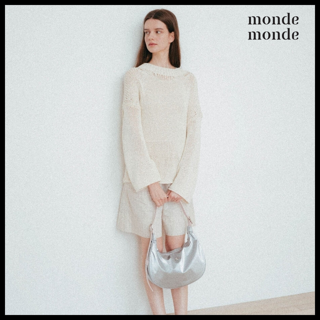 【monde monde】Classic Button Half Moon Nylon Bag (2 Colors)