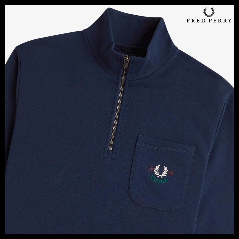 【FRED PERRY】ClubhouseEmbroideredChampionHalfzipSweatshirt
