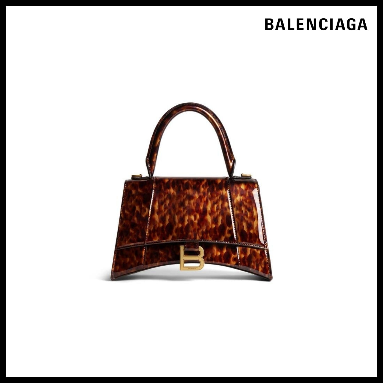 【BALENCIAGA】Hourglass Small Handbag in Tortoise Shell