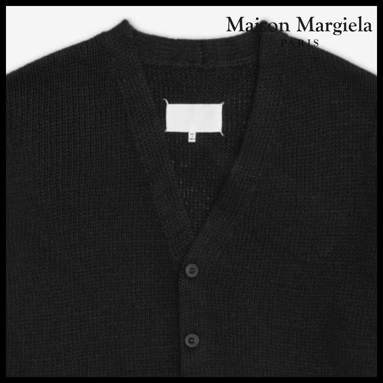 ★MAISON MARGIELA★ Gauged Hemp Knit Cardigan Black