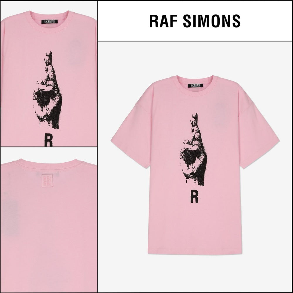 【RAF SIMONS】Hand Sign Short Sleeve T Shirt Light Pink
