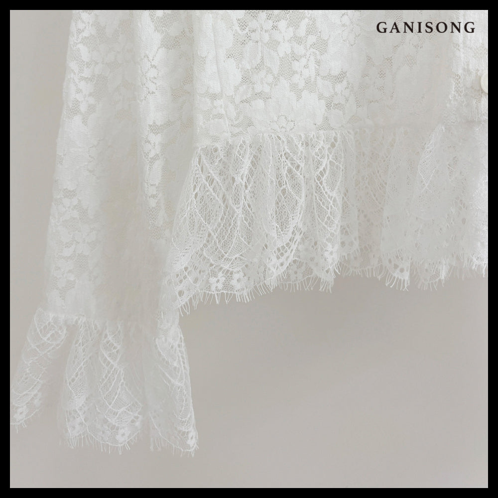 【GANISONG】Bridal Dot Chichi Dress White