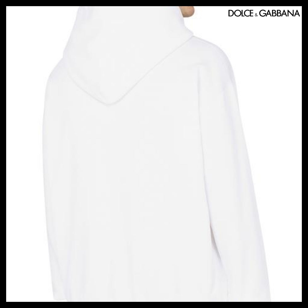 【Dolce & Gabbana】Jersey Sweatshirt with DG Patch White