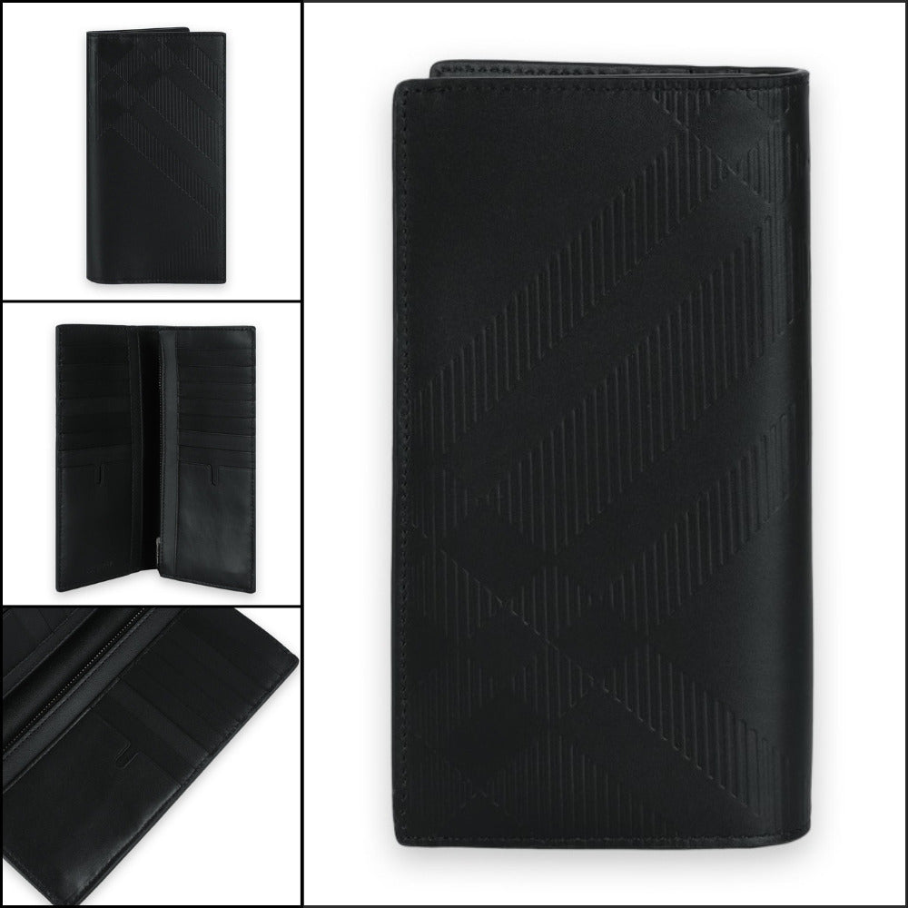 【Burberry】Continental Check Long Wallet Black