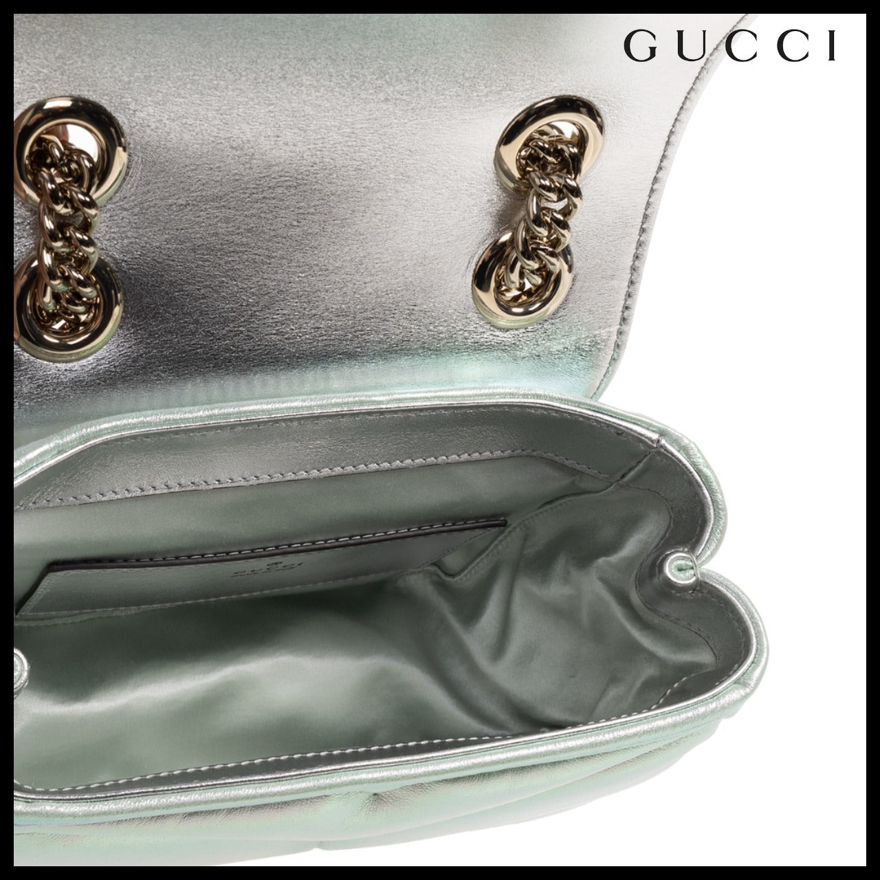 【GUCCI】GG Marmont 2 Chevron Quilted Nappa Flap Bag