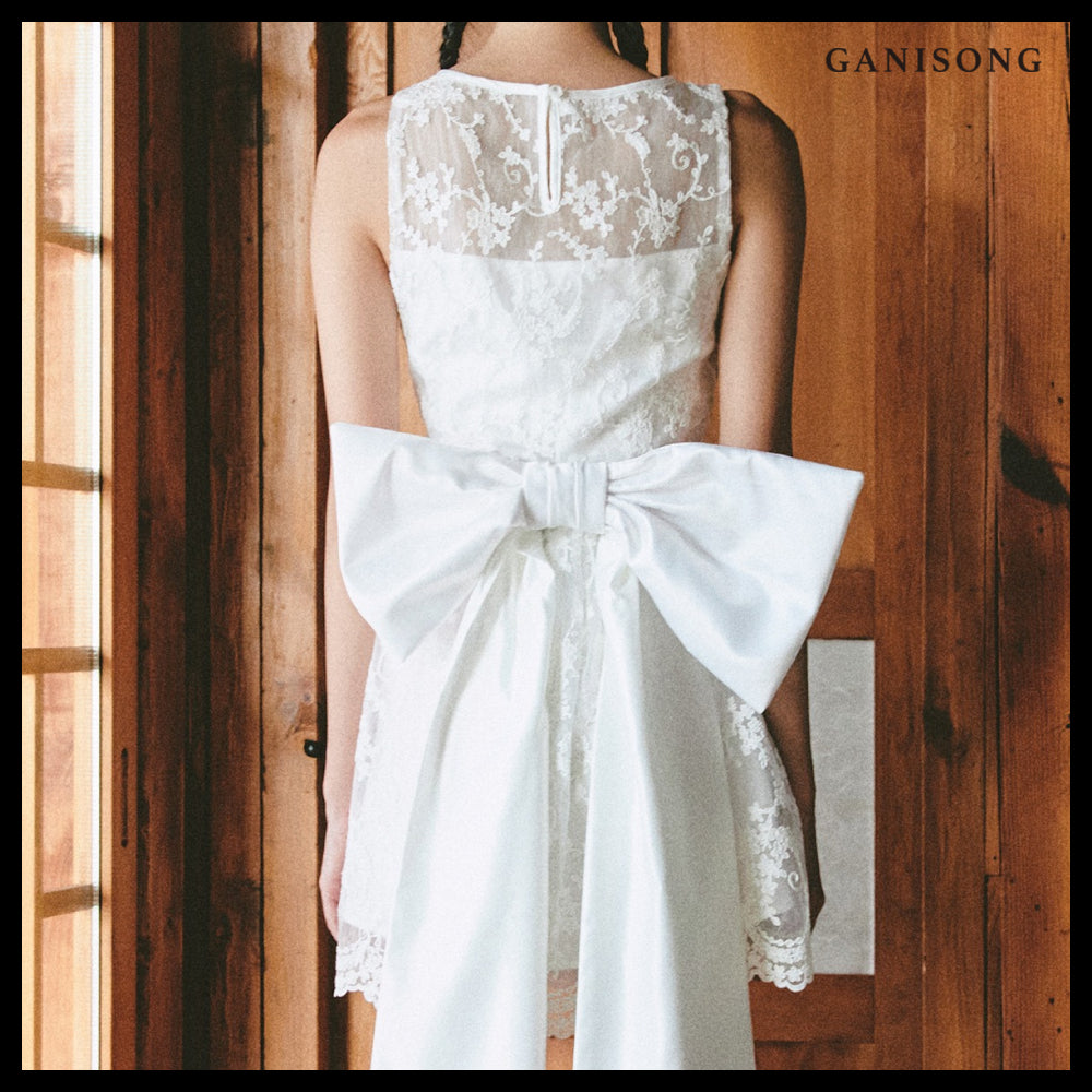 【GANISONG】Bridal Almond Mini Dress White