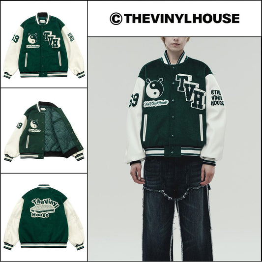 【THEVINYLHOUSE】陰陽 バーシティ ジャケット グリーン