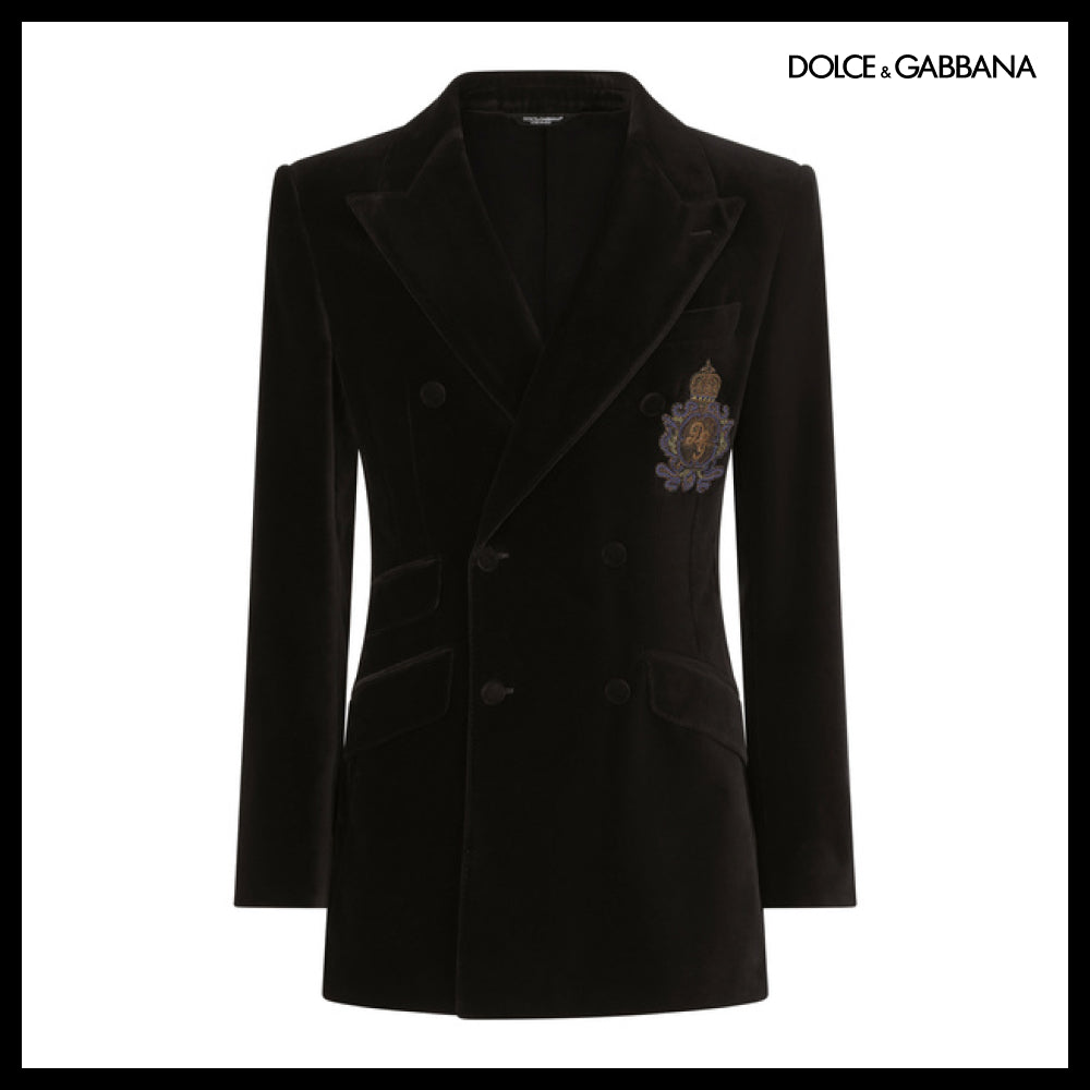 【Dolce & Gabbana】DOUBLE-BREASTED BEAT-FIT VELVET JACKET