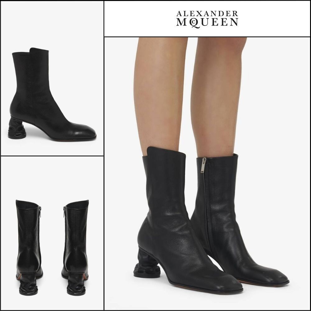 【Alexander Mcqueen】Crush Ankle Boots Black