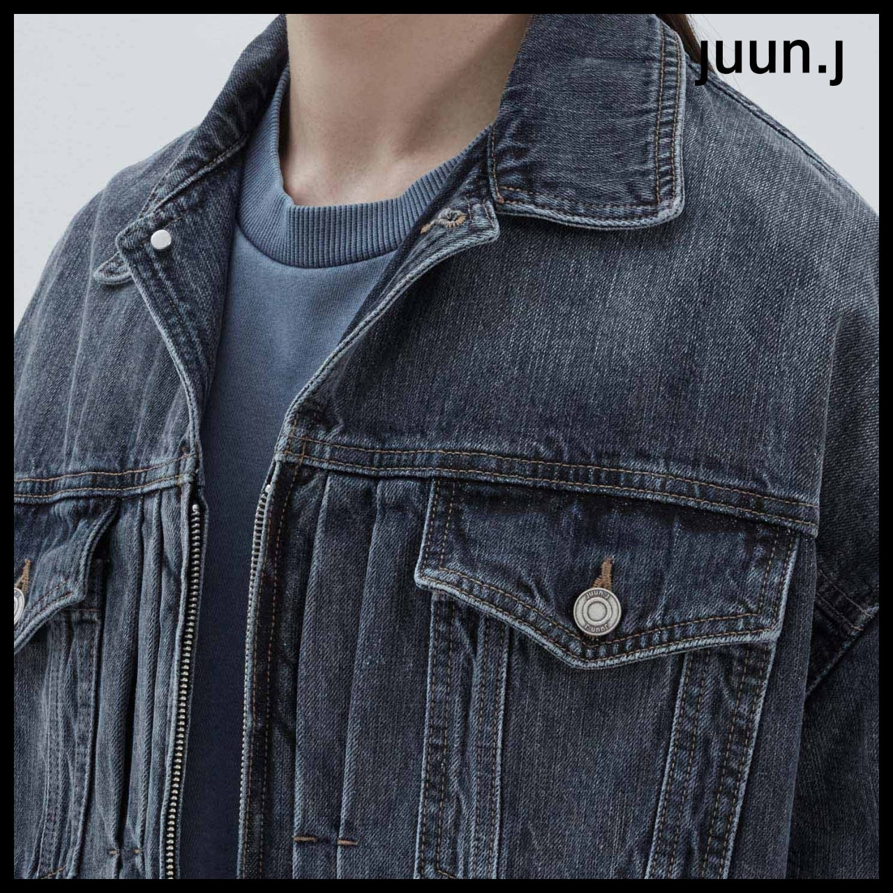 【JUUN.J】CORE Denim Zipper Detail Trucker Ash