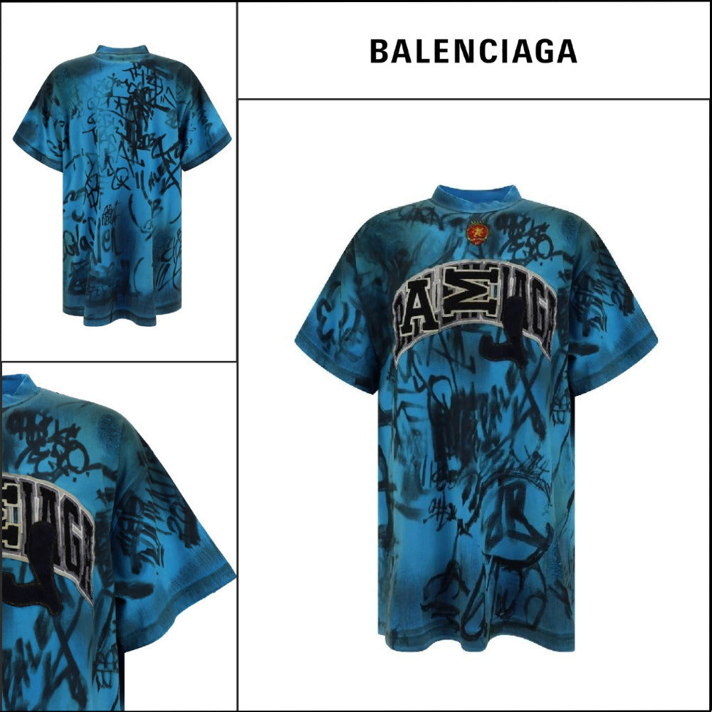 【BALENCIAGA】Skater Oversized T-Shirt Blue