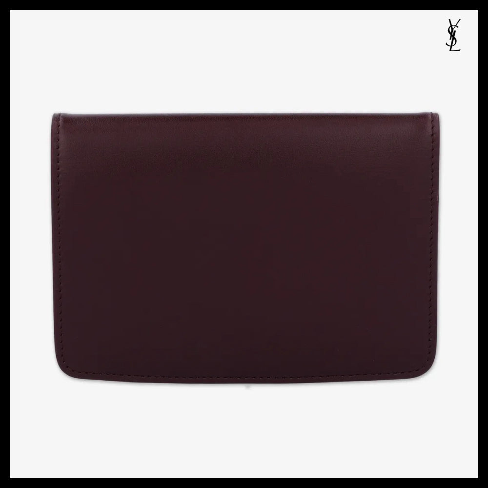 【Saint Laurent】Monogram Voltaire Passport Wallet Wine