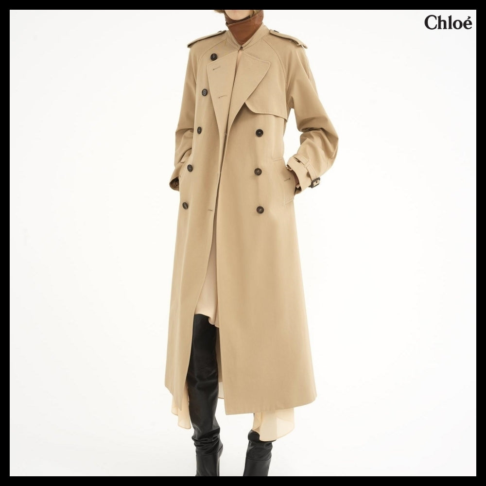 【Chloe】Classic Trench Coat in Cotton Gabardine with Cape