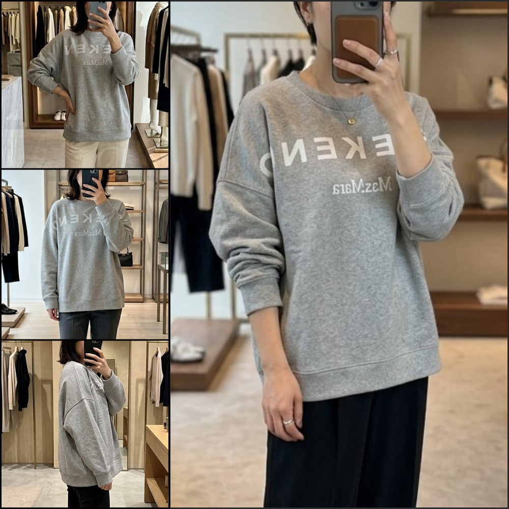 ◆Max Mara◆ LALLA Logo Fleece Sweatshirt Gray