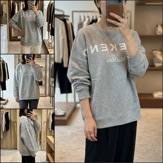 ◆Max Mara◆ LALLA Logo Fleece Sweatshirt Gray