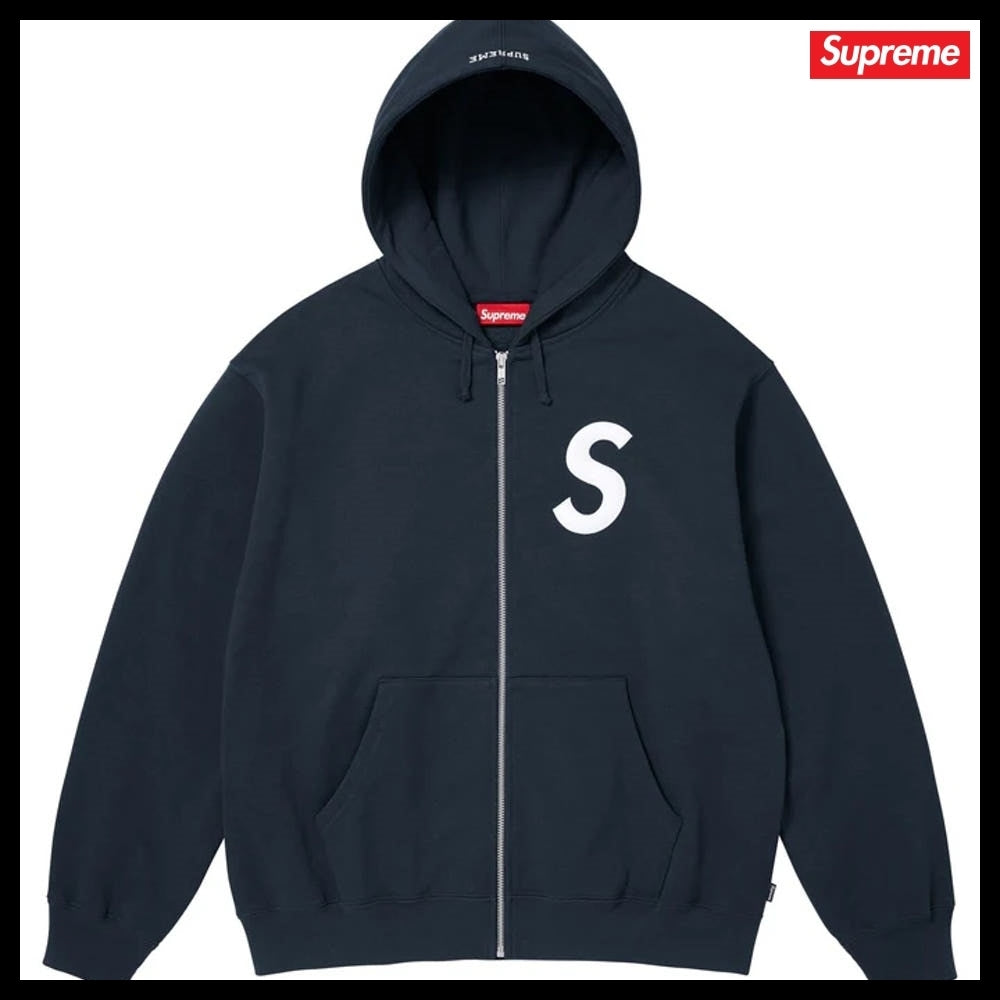 【Supreme】S Logo Zip Up Hooded Sweatshirt Navy 25FW