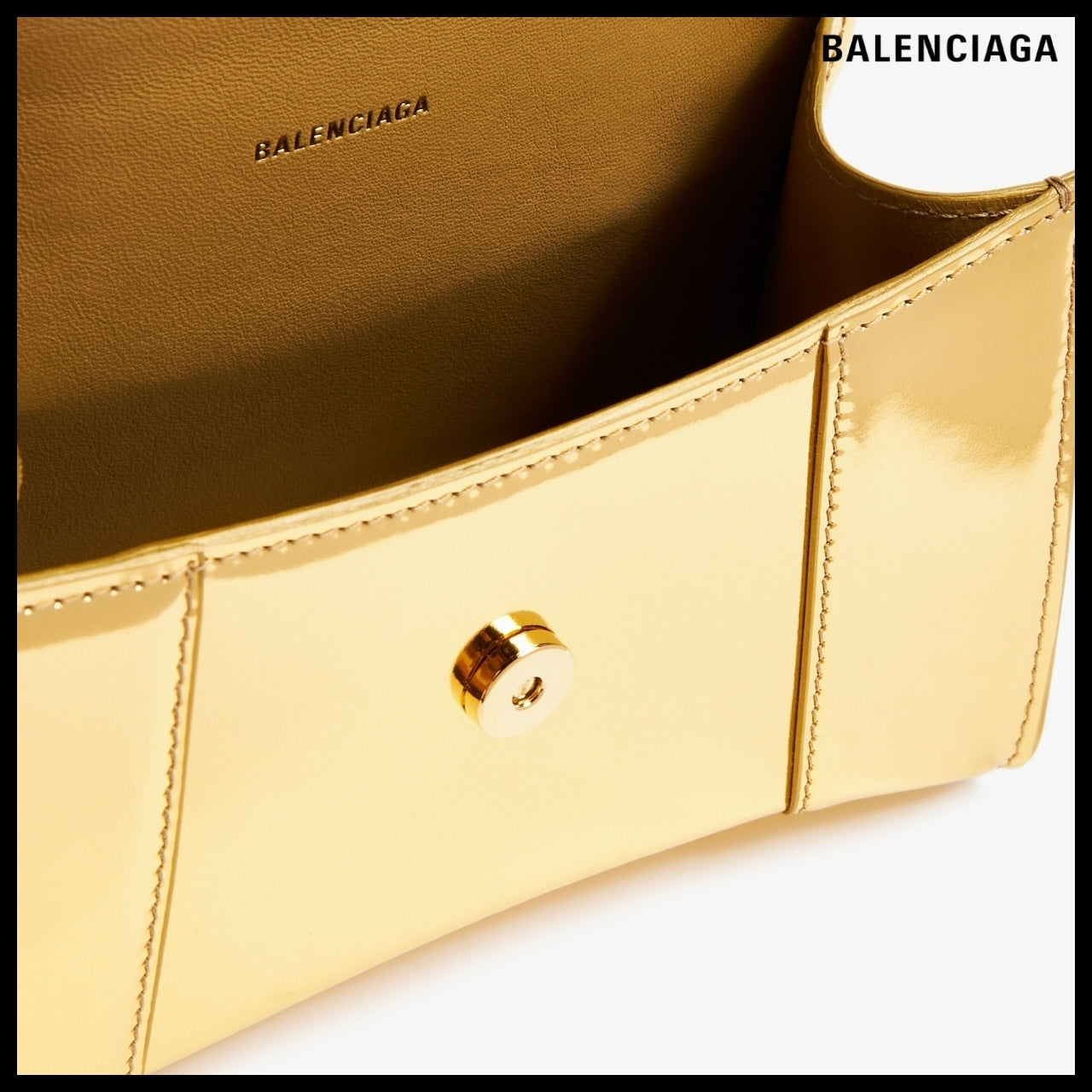 【BALENCIAGA】Hourglass XS Top Handle Handbag in Gold