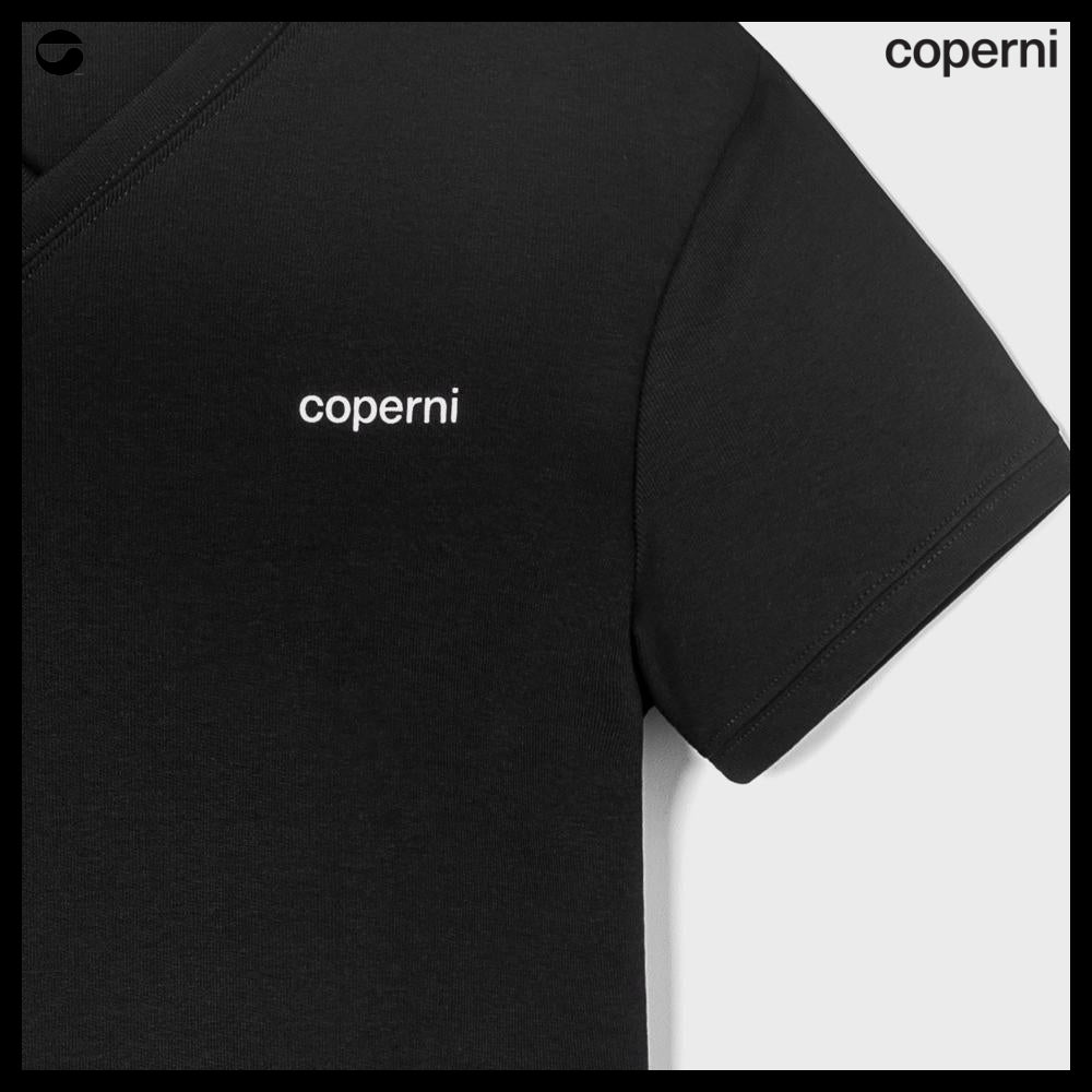 【Coperni】Womens V Neck Line T Shirt Black