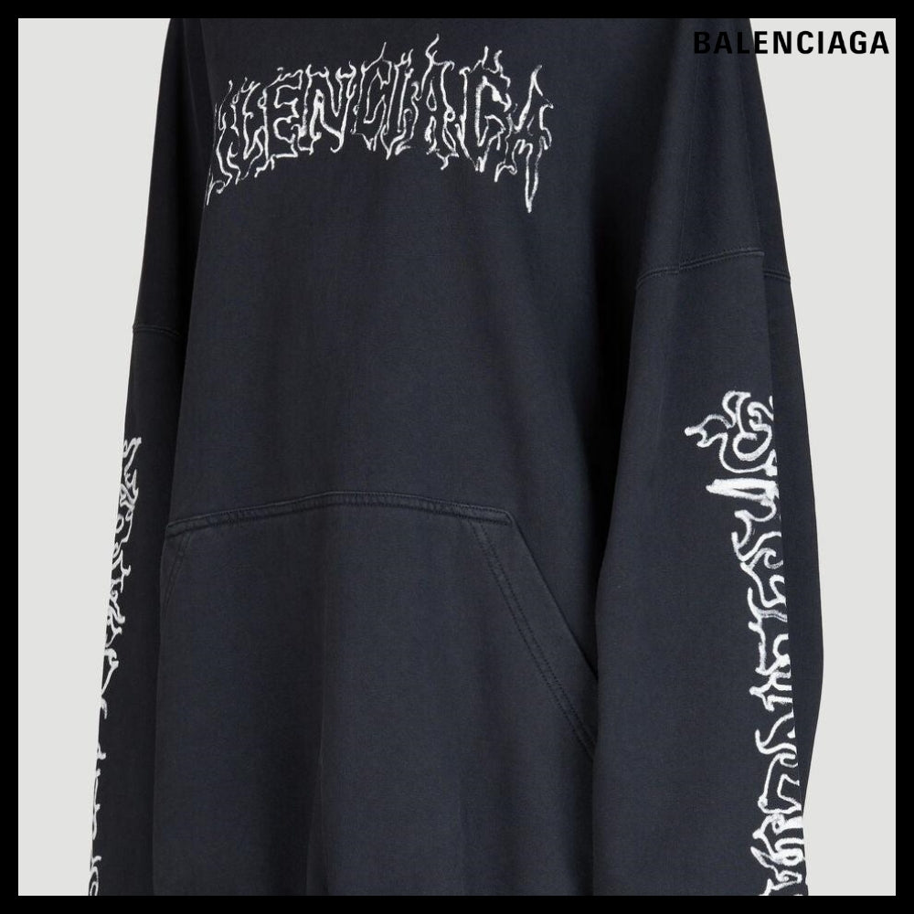 【BALENCIAGA】Darkwave Large Fit Hooded Sweatshirt Black
