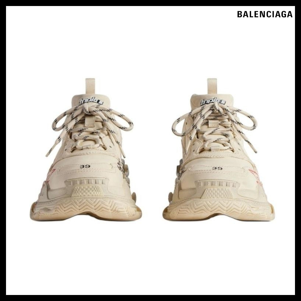 【BALENCIAGA】Triple S Sneaker DIY Metal White Red