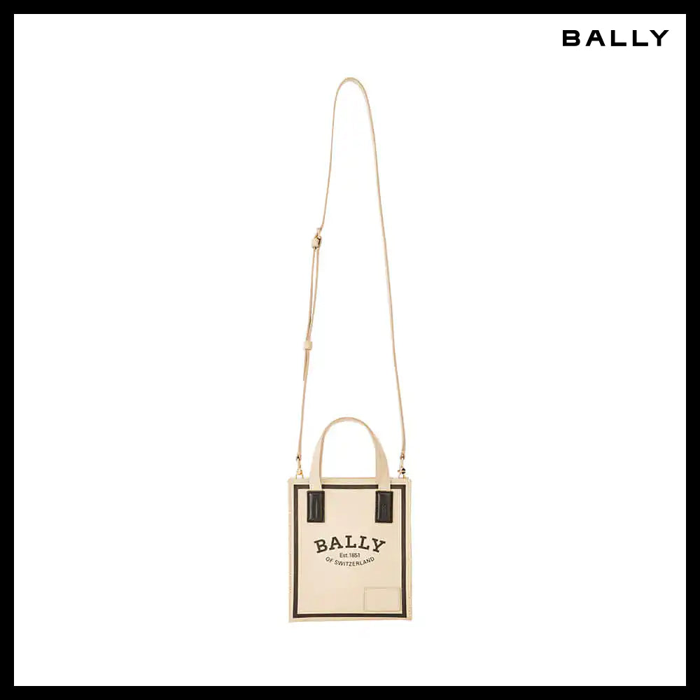 【BALLY】Unisex Mini Logo Print Light Beige Tote Bag