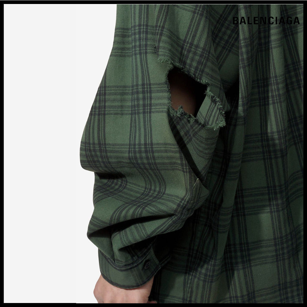 【BALENCIAGA】Oversized Hooded Shirt Green