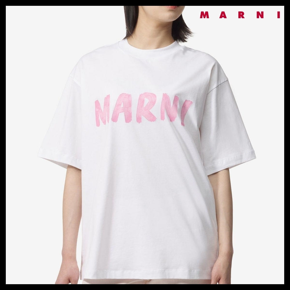 【MARNI】ロゴプリント 半袖Tシャツ リリーホワイト