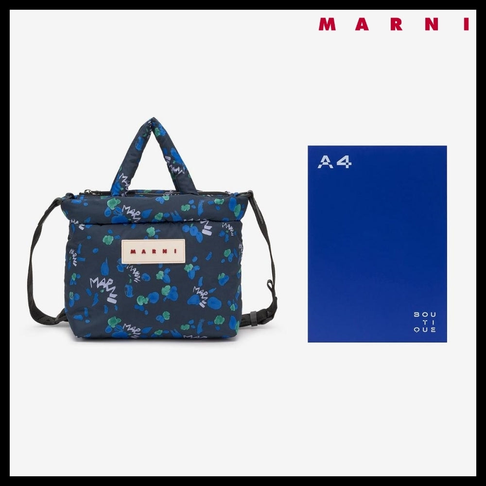 【MARNI】ナイロン トートバッグ - インク