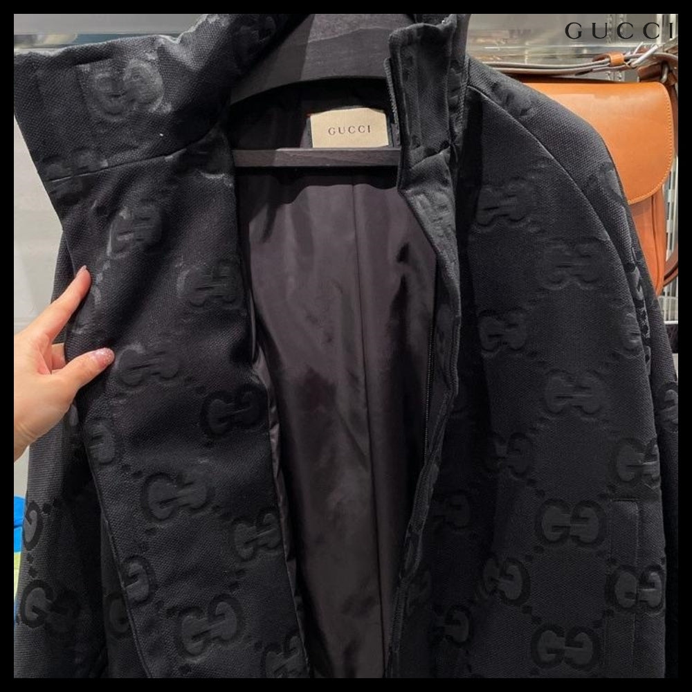 【GUCCI】Jumbo GG Canvas High-Neck Jacket Black