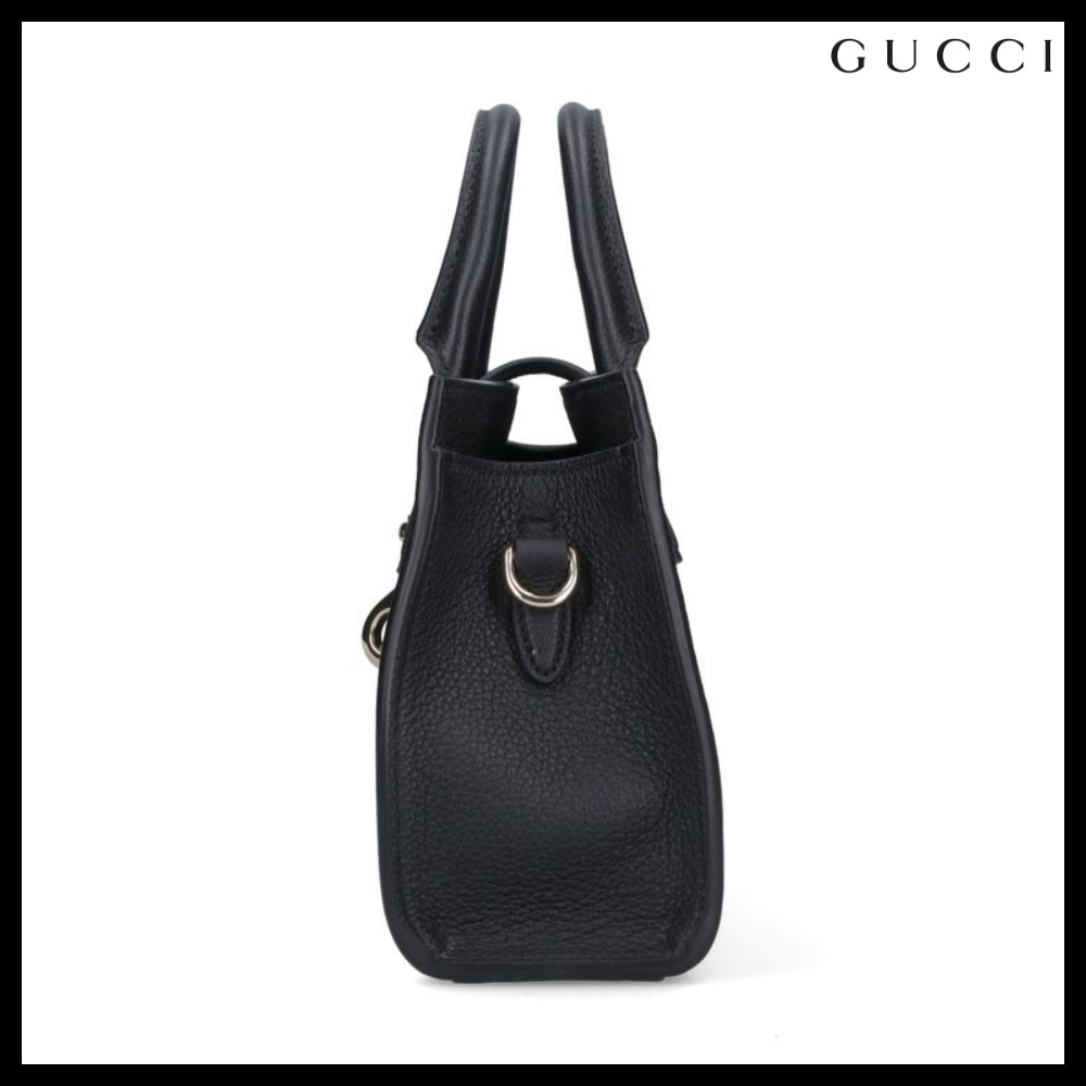 【GUCCI】Buckle-Detail Leather Small Tote Bag
