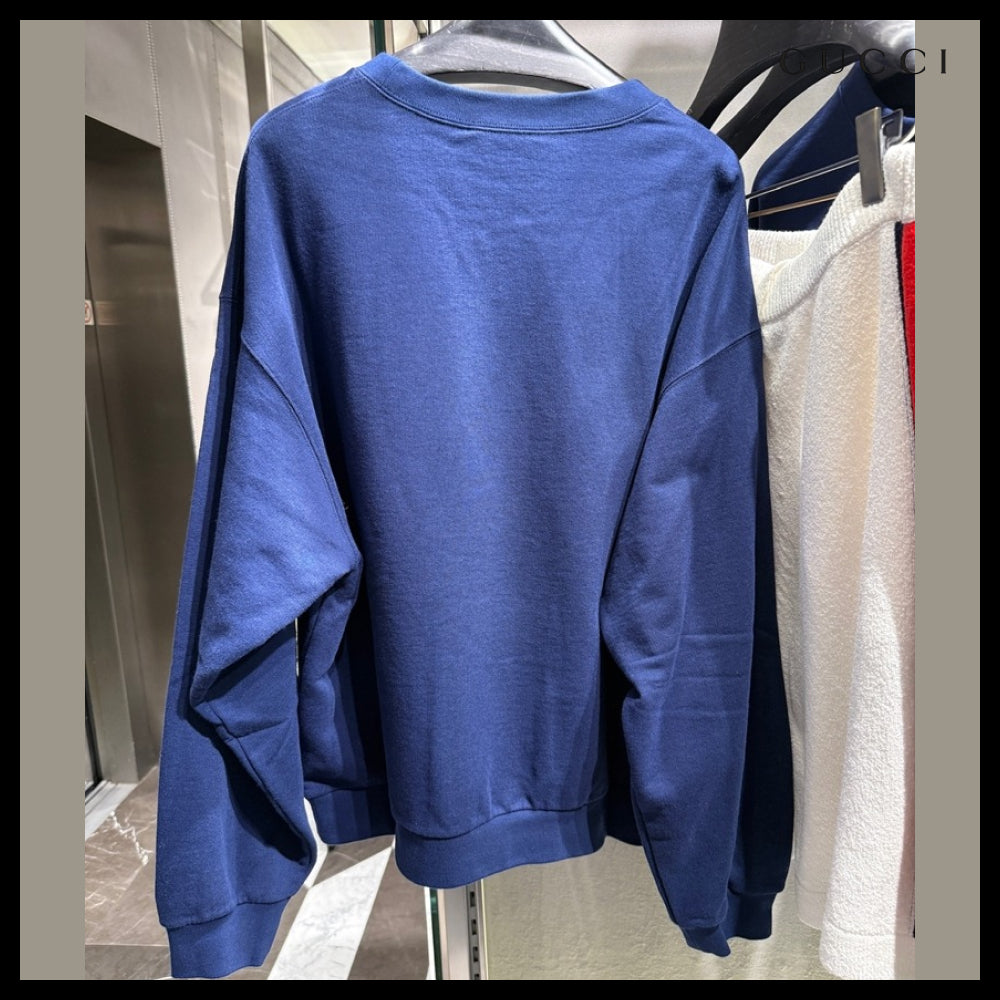 【GUCCI】Horse Embroidered Cotton Crewneck Sweatshirt Inchio