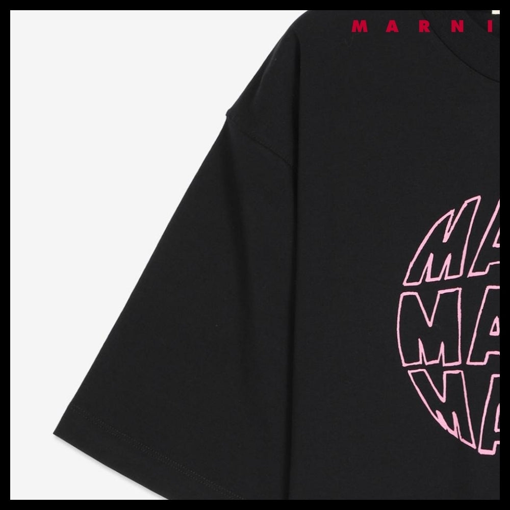 【MARNI】クルーネック ロゴプリント 半袖Tシャツ ブラック