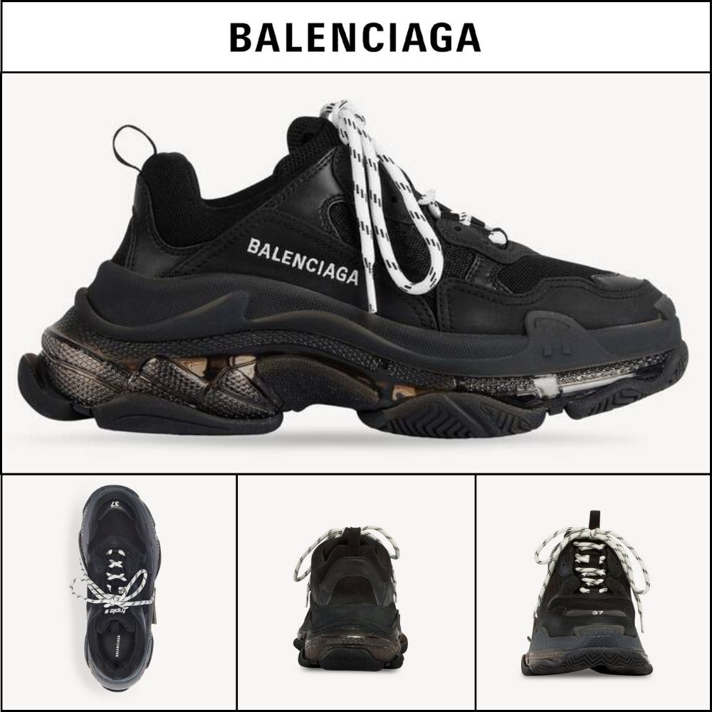 【BALENCIAGA】Triple S Clear Sole Sneakers Black