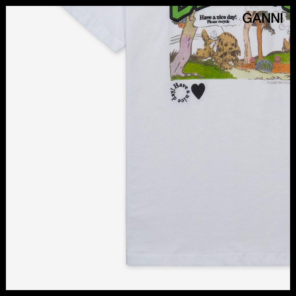 【Ganni】Basic Jersey Poppy C Relax Fit Short Sleeve T-shirt