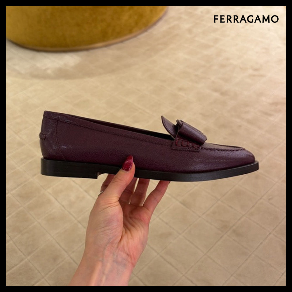 【FERRAGAMO】VIVALDO NEW VARA BOW GRAIN LOAFERS PURPLE