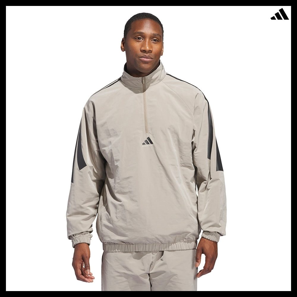 【ADIDAS】 Basketball Woven Half-Zip Sweater Putty Beige