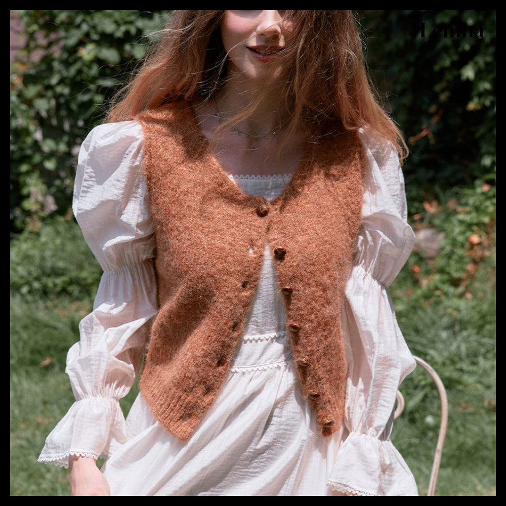 【LENINA】JOUR Round Neck Knit Vest 2 Colors